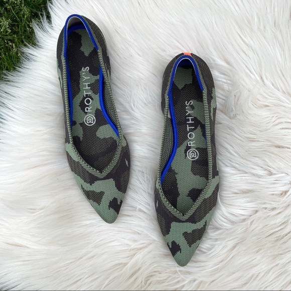 Rothy's Shoes - Rothy’s The Point Olive Green Camo Flat Retired 8.5